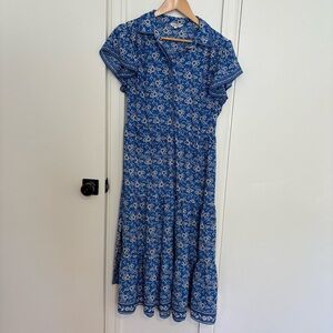 Max Studio Blue and White Patterned Midi Dress